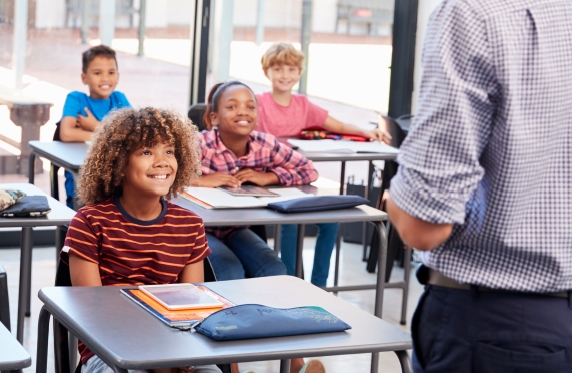 Students and teacher in a classroom