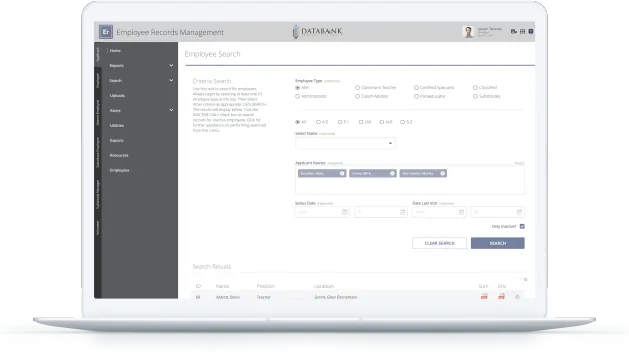 Employee Records screen