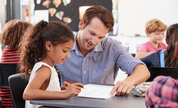 Students and teacher in a classroom